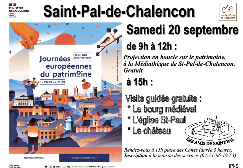 Journées du Patrimoine 2025 Saint-Pal-de-Chalenccon