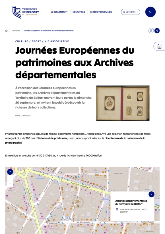 Les Archives départementales du Territoire de Belfort ouvrent leurs portes